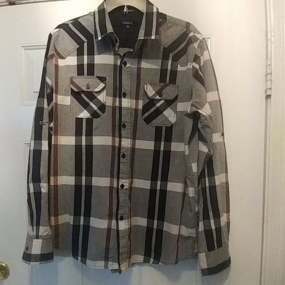 Carbon Classic Fit Roll Sleeve Button Front Shirt‎
